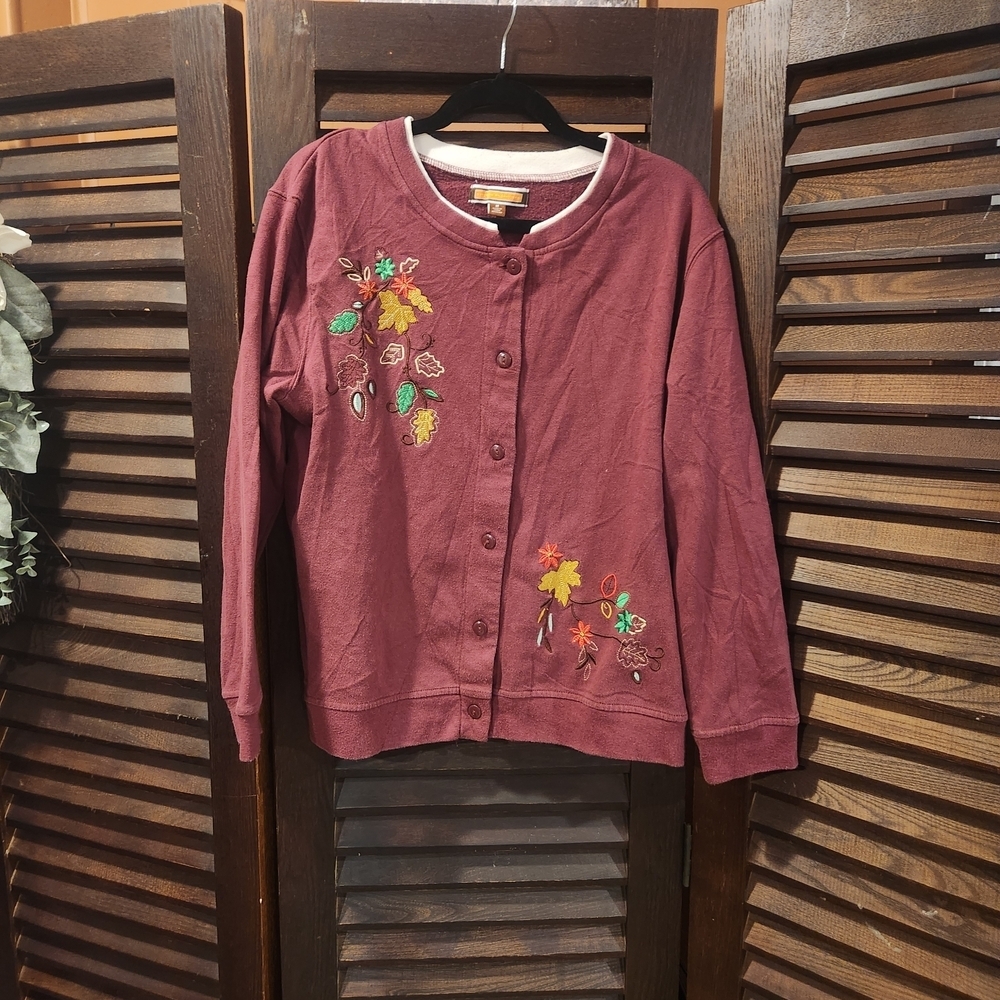 Vintage Burgundy Button-Up Cardigan